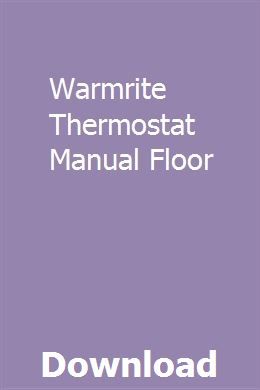 warmrite manual