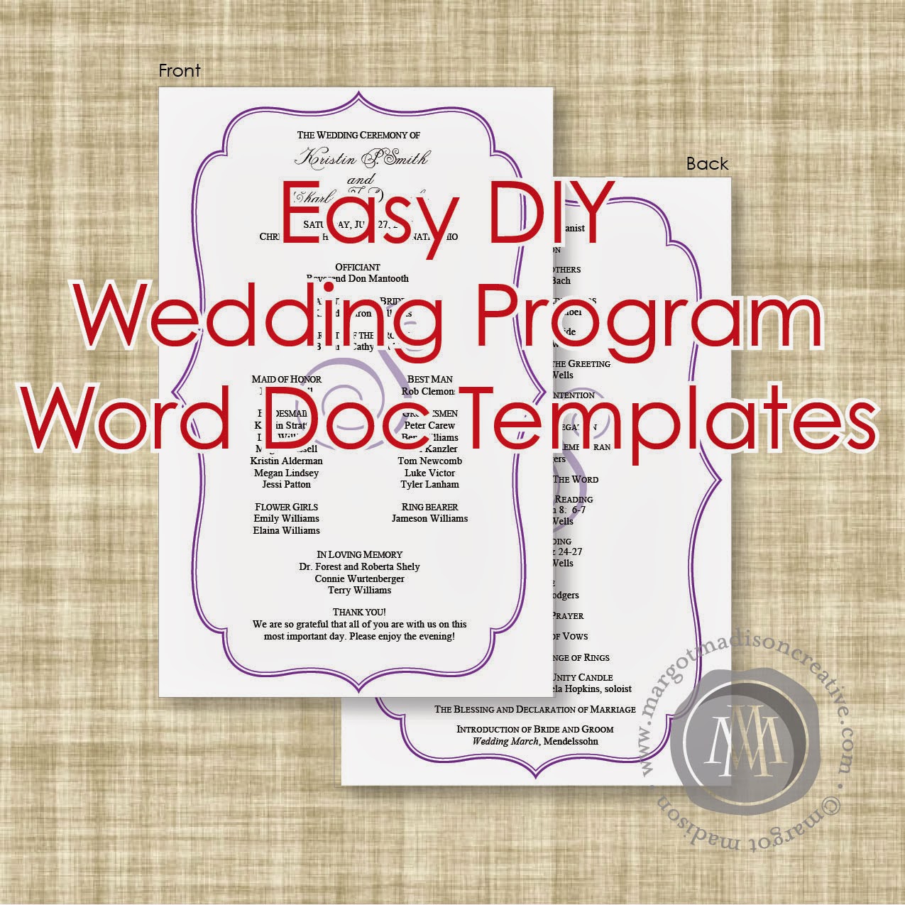 free printable wedding ceremony programs