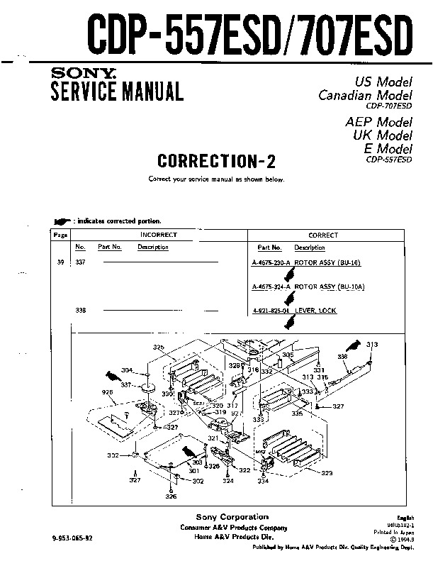 Sony cdp-707esd service manual